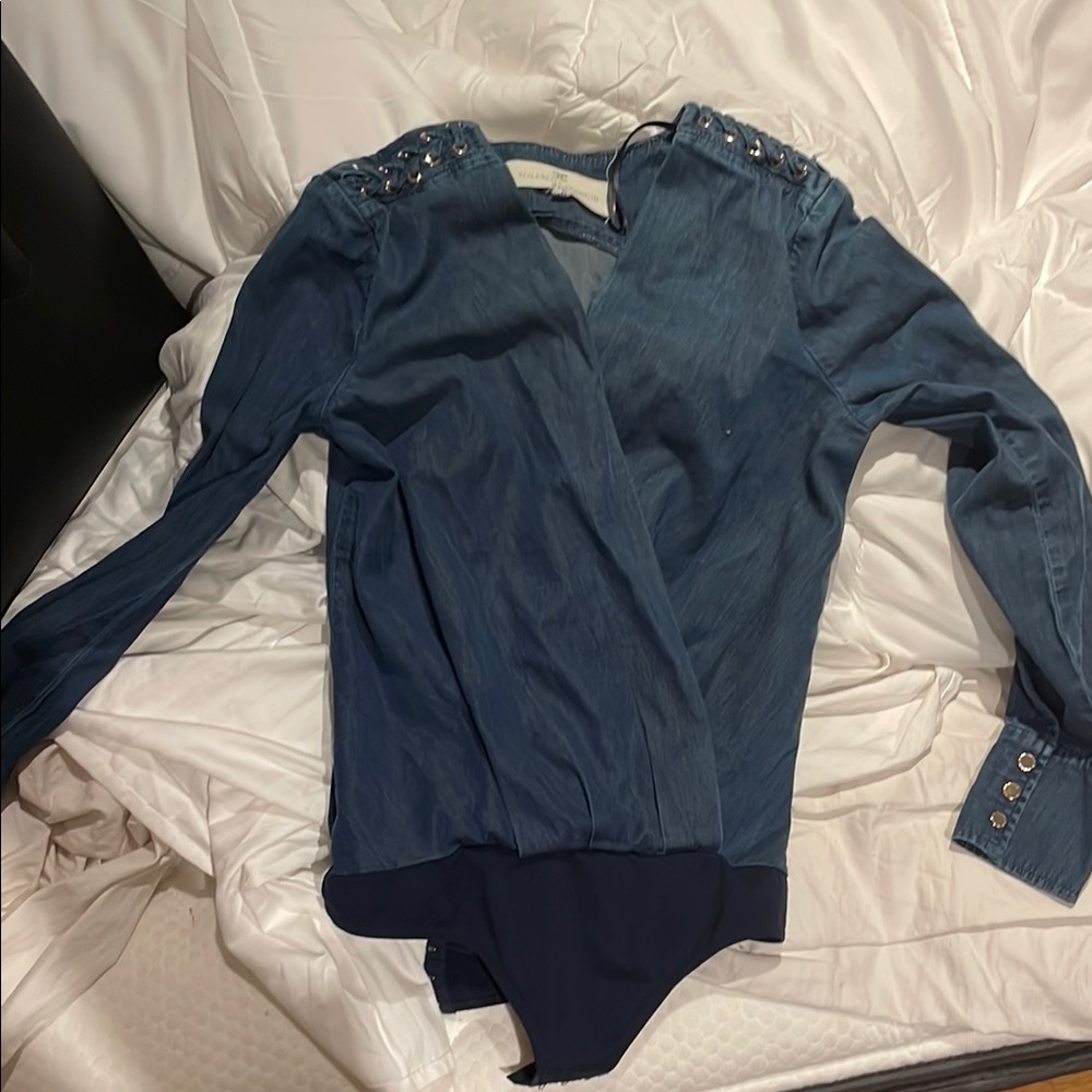 Blue Denim Long Sleeve Bodysuit